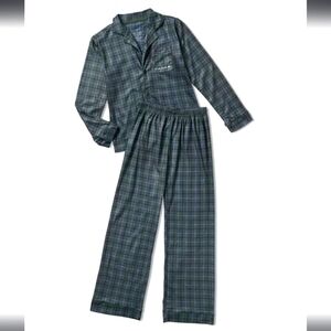 TAHARI Big Boys Green Plaid Notch Collar Button Up Top/ Pants 2 Piece Pajama Set